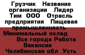 Грузчик › Название организации ­ Лидер Тим, ООО › Отрасль предприятия ­ Пищевая промышленность › Минимальный оклад ­ 20 000 - Все города Работа » Вакансии   . Челябинская обл.,Усть-Катав г.